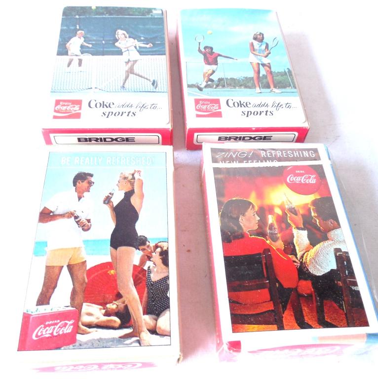 Lot of 4 Decks Coca-Cola Cards 1 Unopened see photos: see photos