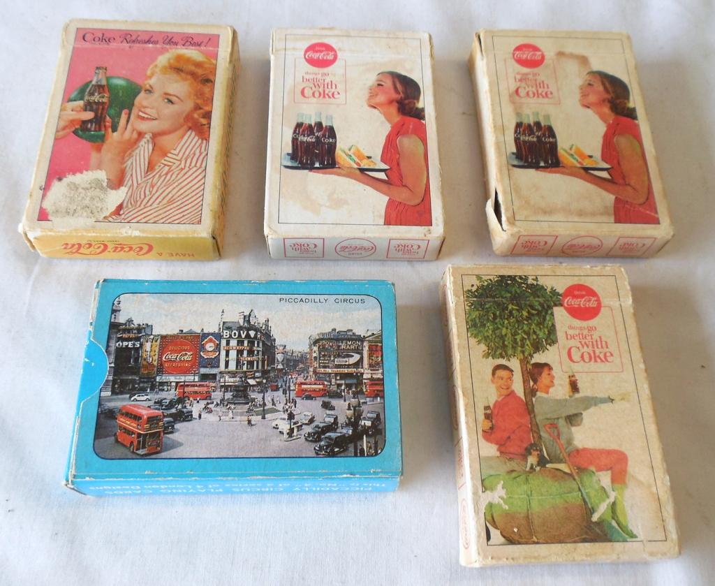 Lot of 5 Decks of Coca-Cola Playing Cards used: used condition as is see photos