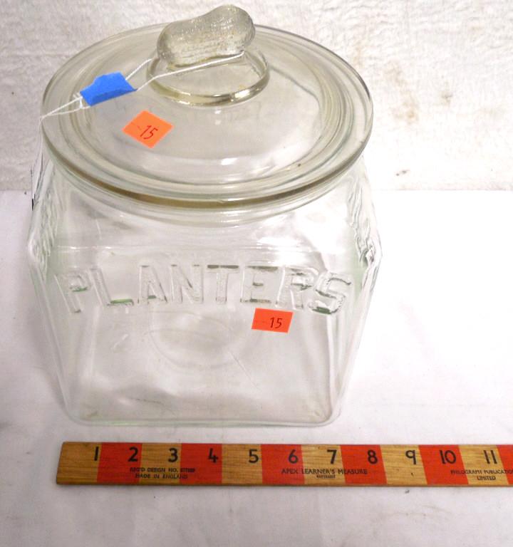 Mr. Peanut Square Counter Display Jar small cip on rim (1 of 5)