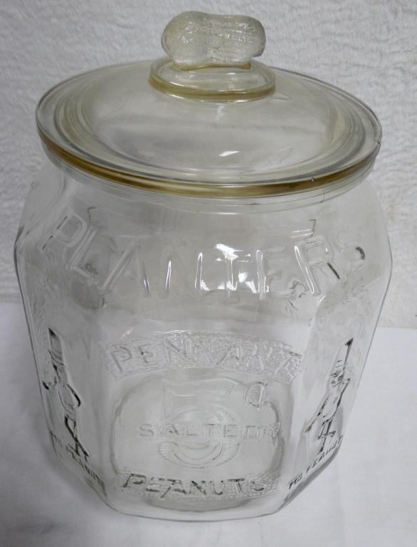 Planters "Pennant" Counter Display Jar small chip on: small chip on rim see photos, 12" tall