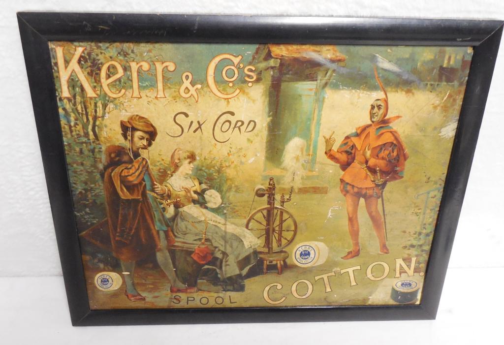 Kerr & Co. Thread Sign Cardboard Framed 15'' x 19'' (1 of 2)