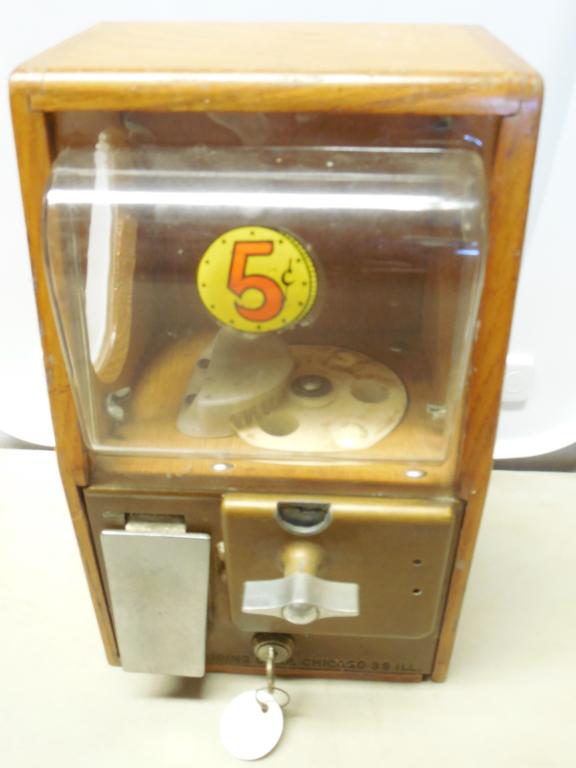 Victor Vending Gumball Machine Wood 12'' Tall (1 of 3)