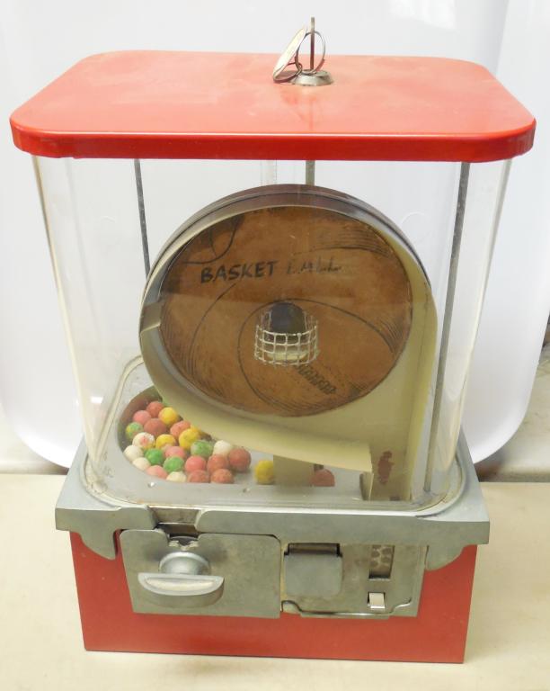 Basketball Gumball Machine 15'' Tall no mfgr. Name on (1 of 3)