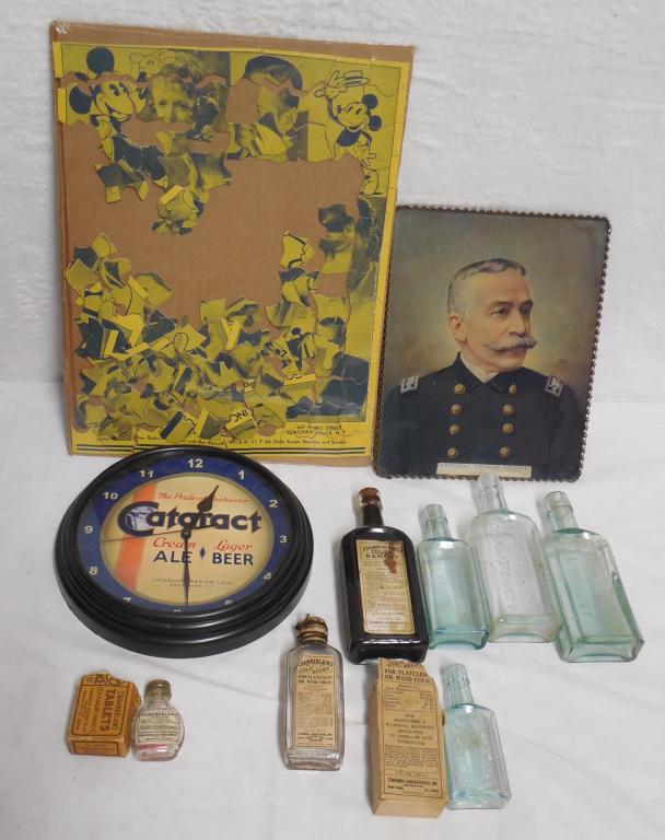 Puzzle / Clock / Old Medicine Bottles / Picture see: see photos