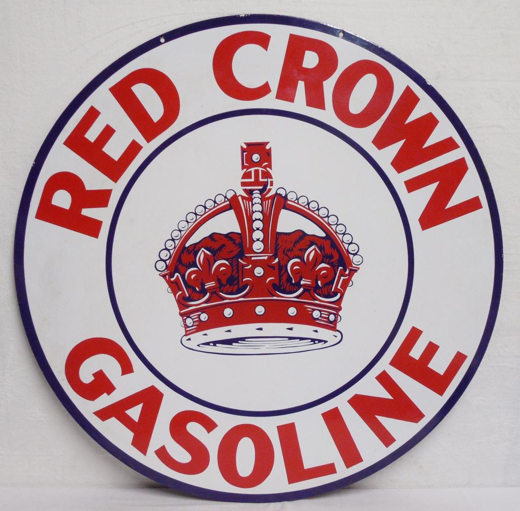 Red Crown Gas Sign two sided, 42" round, (1 of 2)