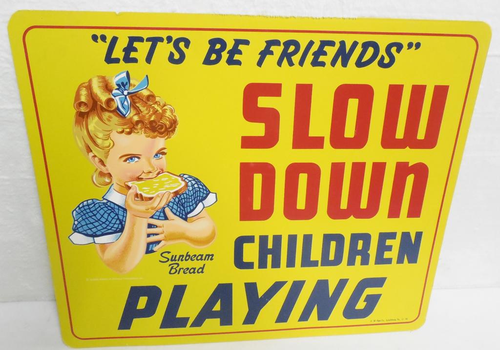 Sunbeam Bread Cardbosrd Sign "Slow Down" 20'' x 24'' (1 of 3)