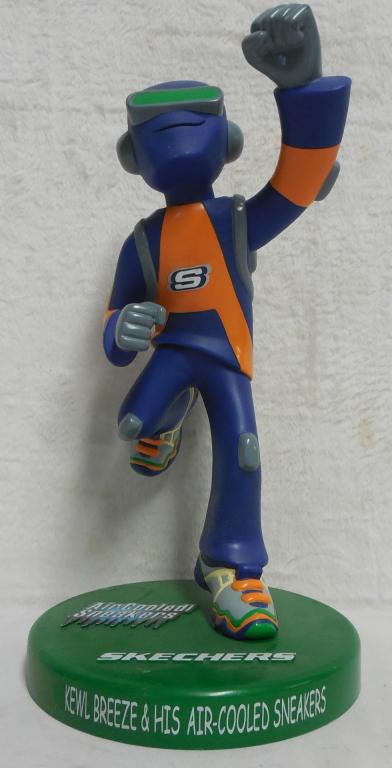Sketchers Advertisement Display Kewl Breeze & his: Kewl Breeze & his Air-Cooled sneakers, plastic 13" tall X 7" round base