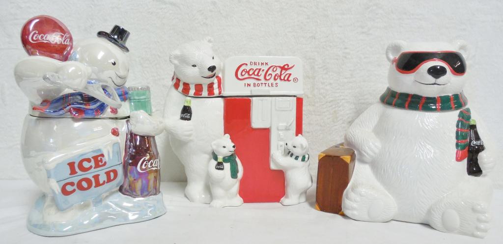3 assorted Coke cookie jars glass, excellent: glass, excellent conditions, see photos