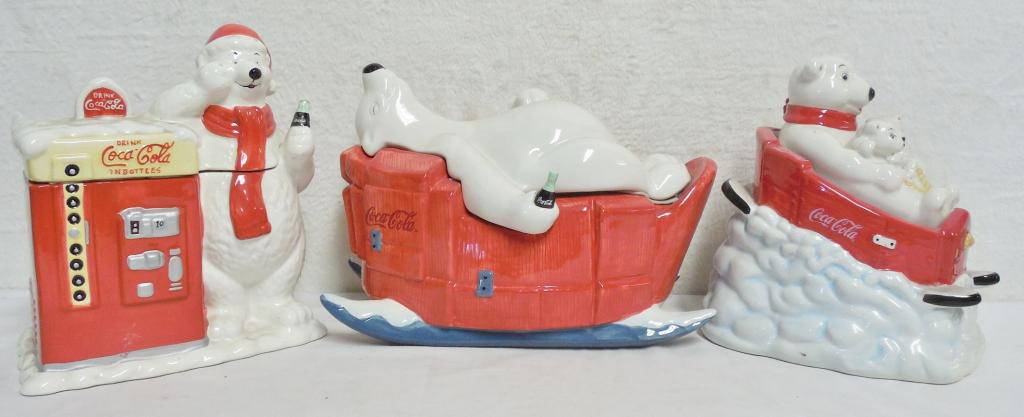 3 assorted Coke cookie jars glass, excellent: glass, excellent conditions, see photos