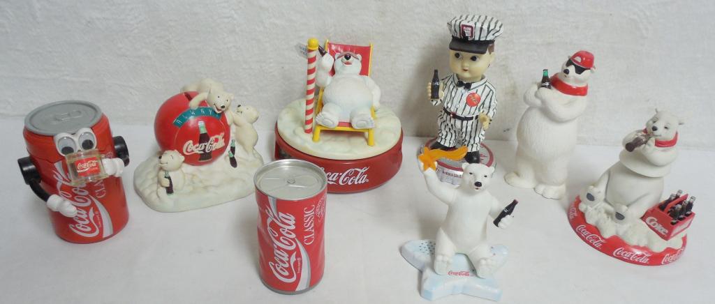 8 assorted Coca Cola items banks, bobblehead ,clock (1 of 11)