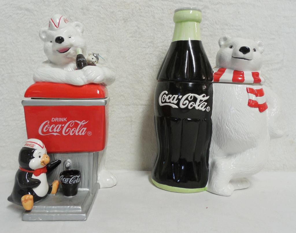 2 Coke Cookie jars glass, good shape: glass, good shape
