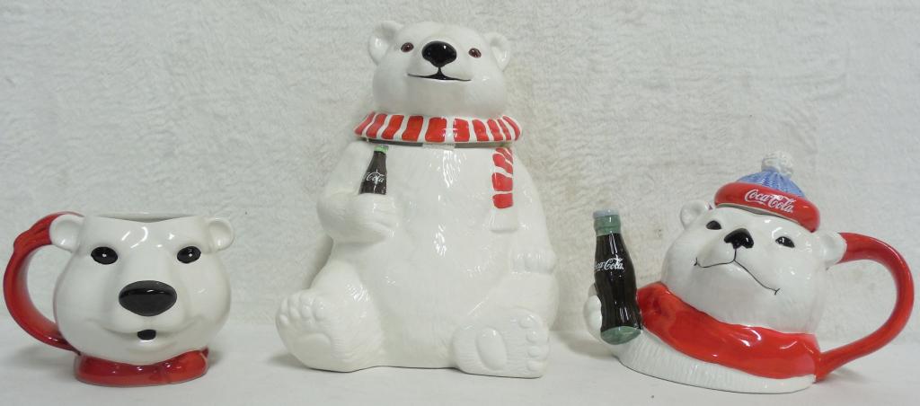 3 Coke items, teapot, cookie jar, & mug glass, great (1 of 3)