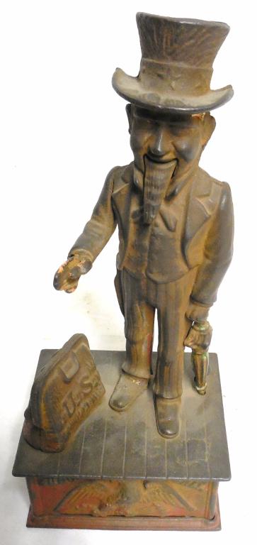 Cast Iron Mechanical Bank Uncle Sam paint loss (1 of 6)