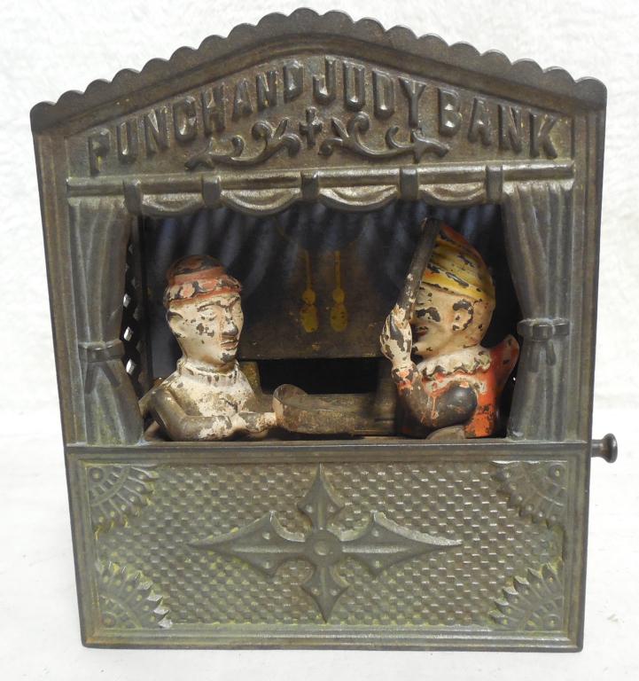 Cast Iron Bank Punch and Judy As Is bottom is missing (1 of 5)