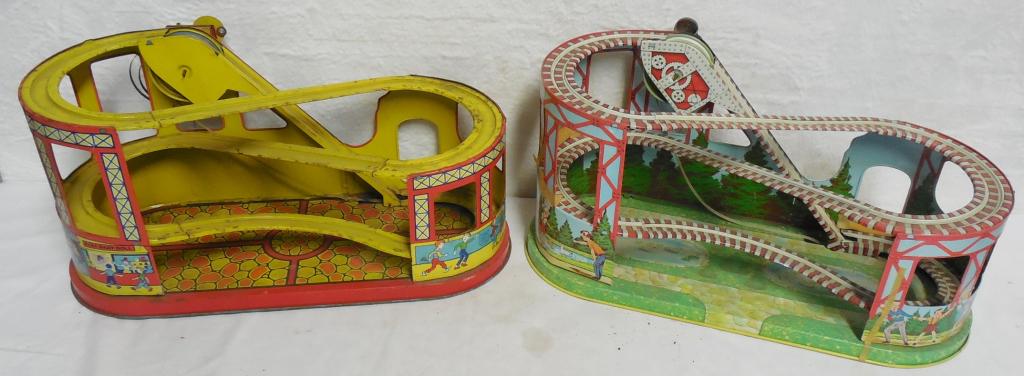 Pair of Chein Roller Coasters No Cars or Boxes Yellow (1 of 5)
