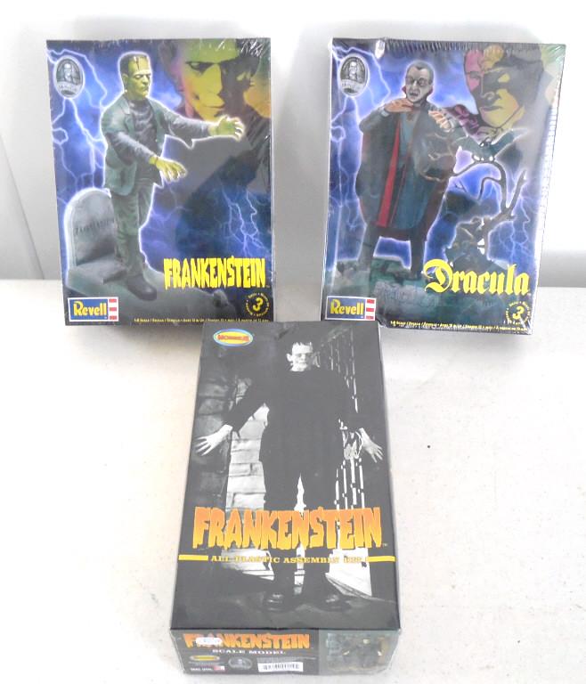 3 model kits Moebius Frankenstein, Revell Frankenstein, (1 of 4)