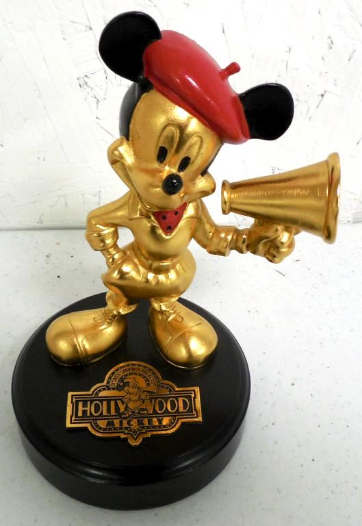 Mickey Mouse "Hollywood Mickey" Statue metal on wood: metal on wood base