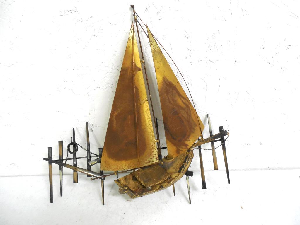 Contemporary Sail Boat Wall Hanging various metals: various metals