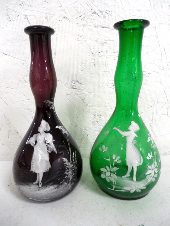 Lot of 2 Mary Gregory Style Barber Bottles see photos: see photos