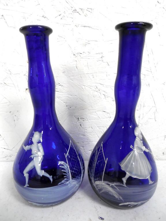Lot of 2 Mary Gregory Style Barber Bottles see photos: see photos