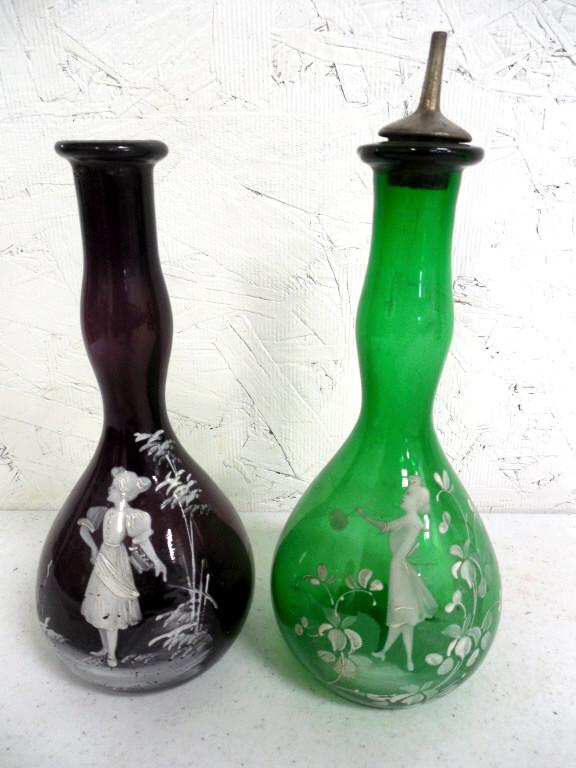 Lot of 2 Mary Gregory Style Barber Bottles see photos: see photos