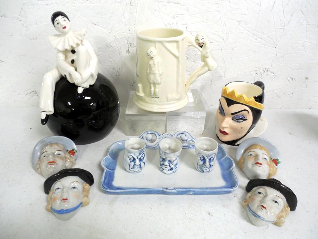 Mixed Lot Mugs /Clown Jar/ 4 Wall Pockets see photos: see photos