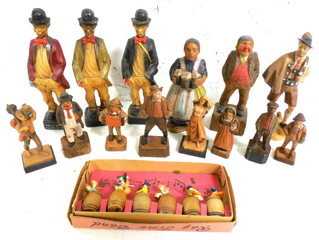 Lot of 15 Wooden Figurines 1 in Original Box see photos: see photos