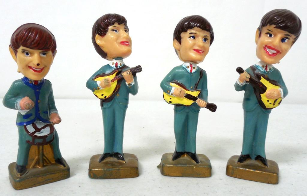 The Beatles Bobblehead type miniatures made in Hong: made in Hong Kong on bottom, all show some wear