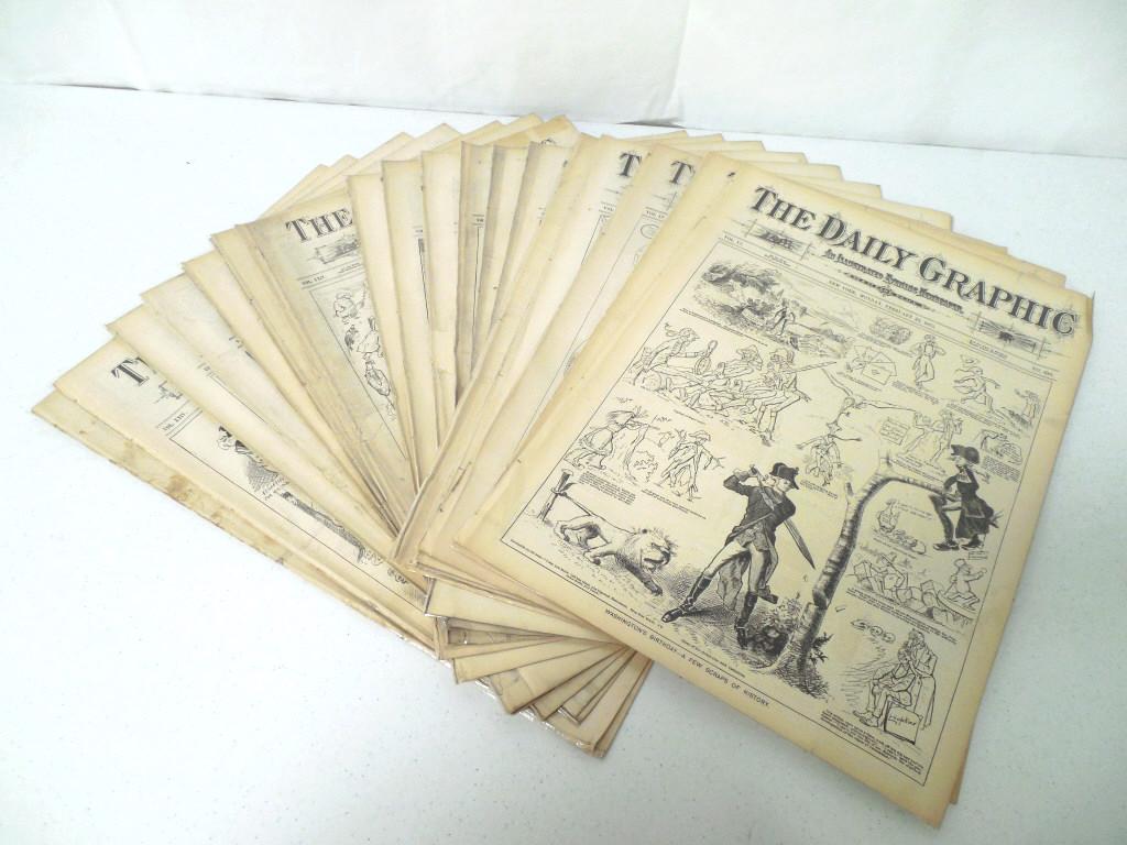 lot of 20 The Daily Graphic Newspapers various issues: various issues November, December 1880, February 1875 & others, various wear
