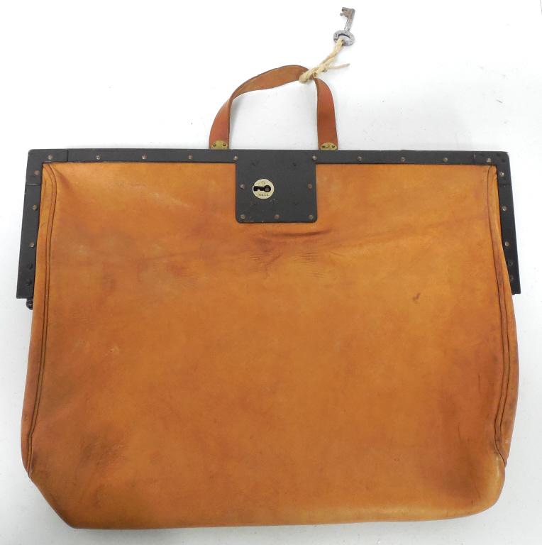 Leather Sachel with Lock and Key nice condition see: nice condition see photos