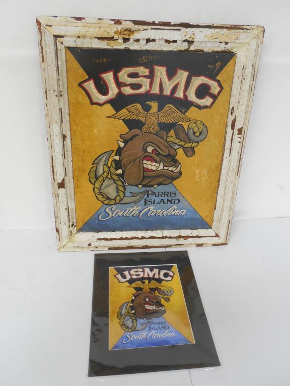 USMC Parris Island SC Sign worn see photos 20'' x 24'': worn see photos 20'' x 24''