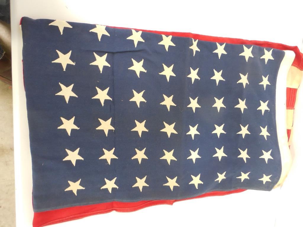 American Flag 48 Hand Sewn Stars 3' x 5': no holes or tears white stripes are a bit yellowed