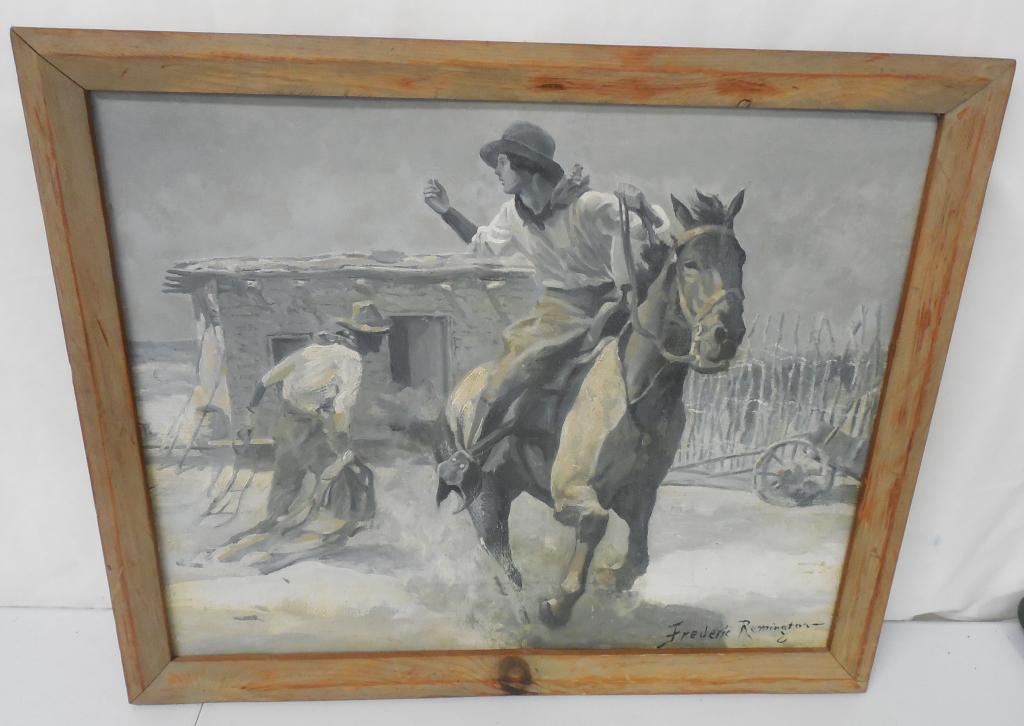 Frederic Remington Signed Oil Painting: 24'' x 29'' NO COA or Guarantees sold as is