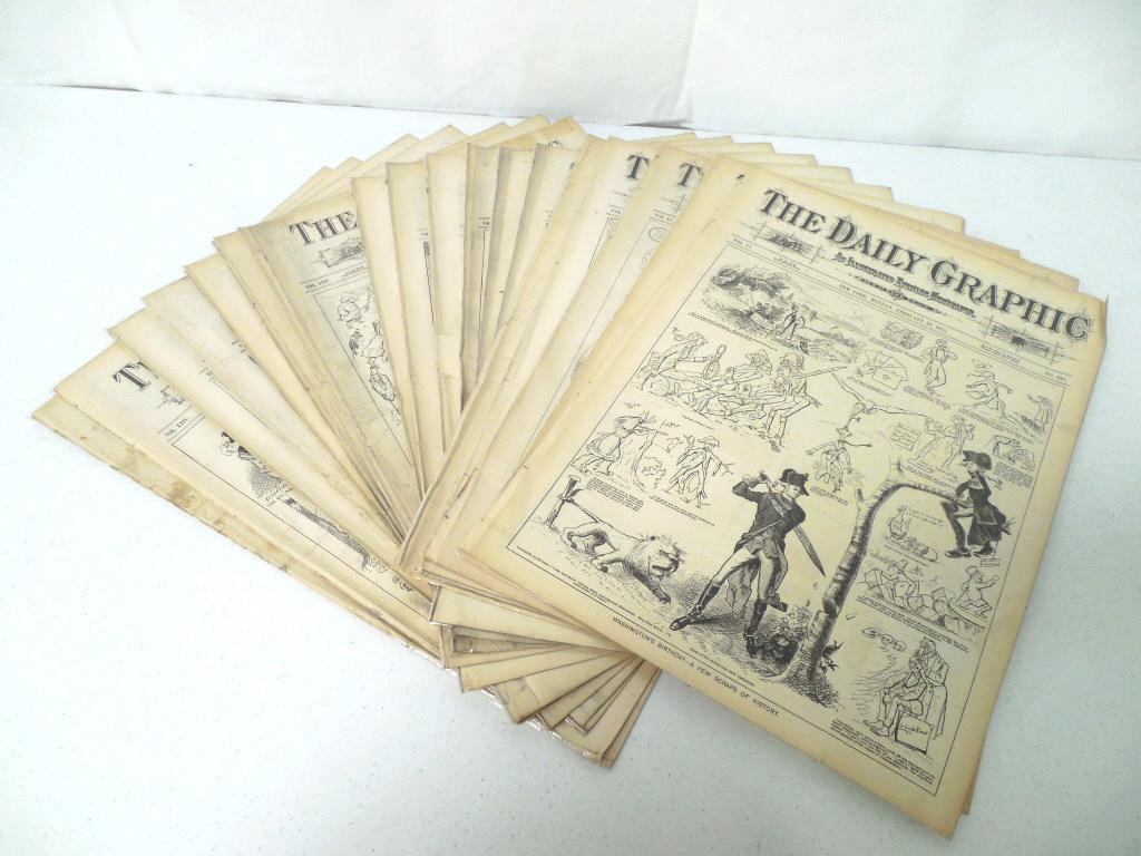 Lot of 20 The Daily Graphic Newspapers: Various Issues 1874