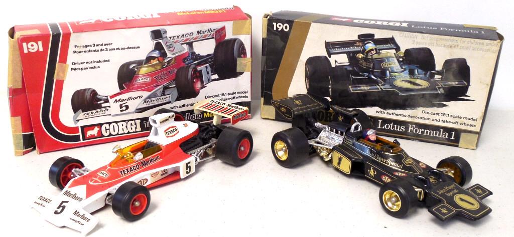 lot of 2 Corgi race cars w/ boxes 1/18 scale (1 of 6)