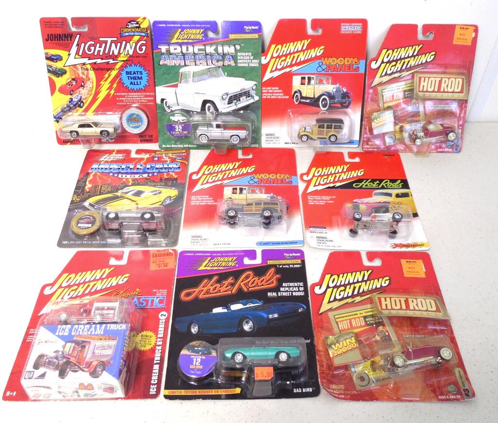 lot of 10 Johnny Lightning toys: all in blister packs