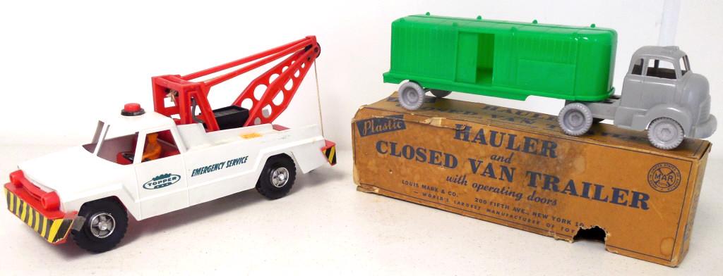 lot of 2 plastic trucks: Topper & Marx, Marx w/box (1 of 9)