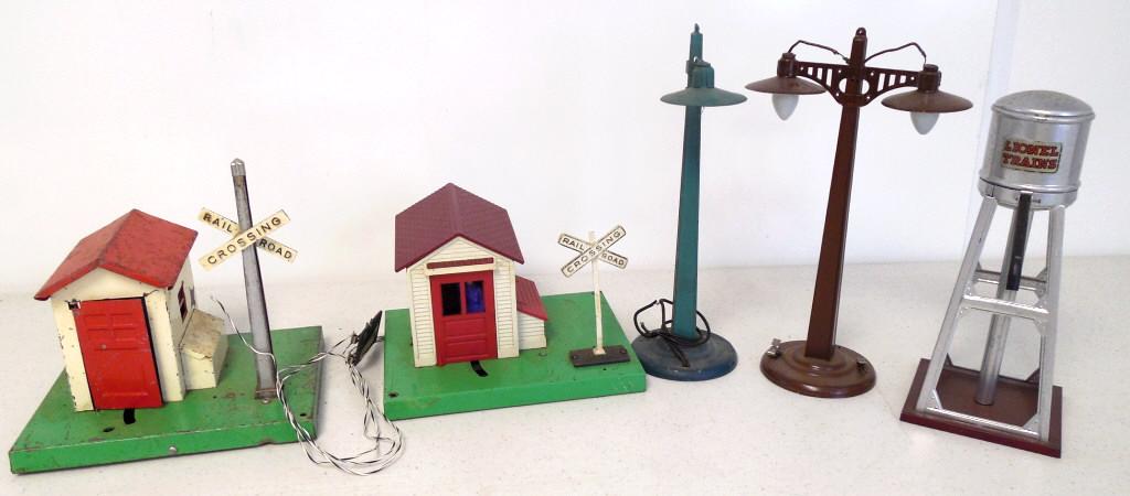 lot of 5 lamp posts, conductor stations, water tow (1 of 7)