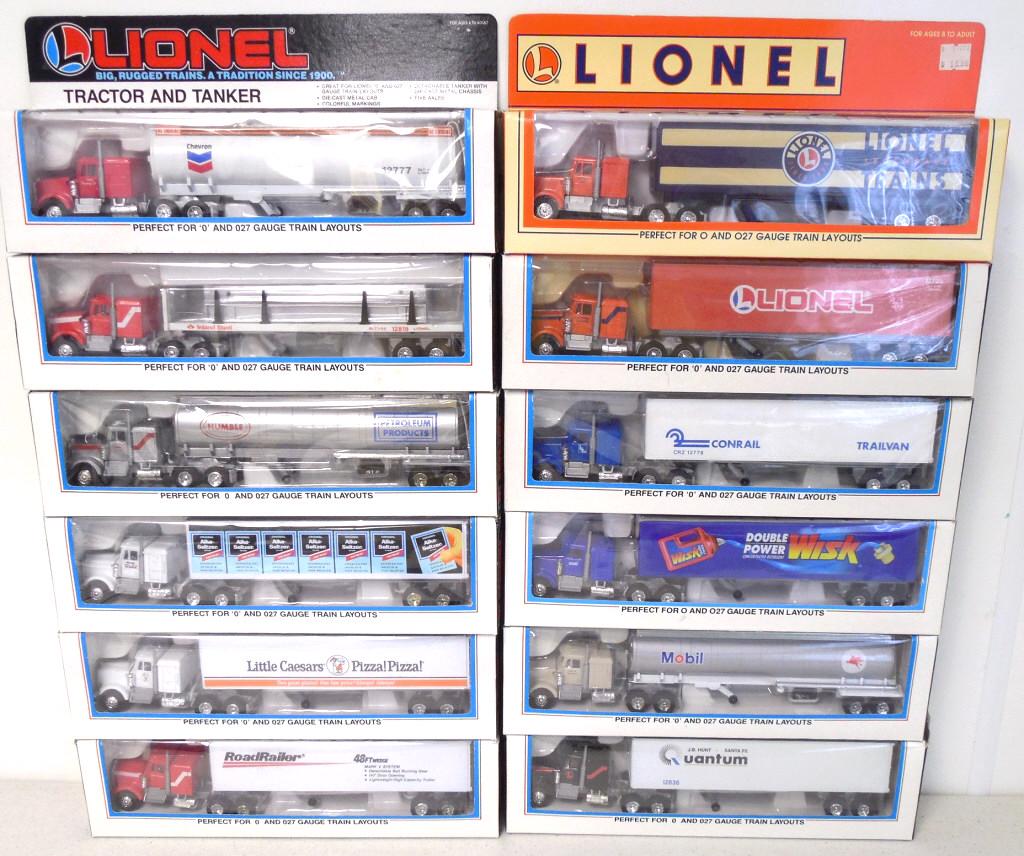 lot of 12 Lionel tractor trailers w/ boxes (1 of 6)