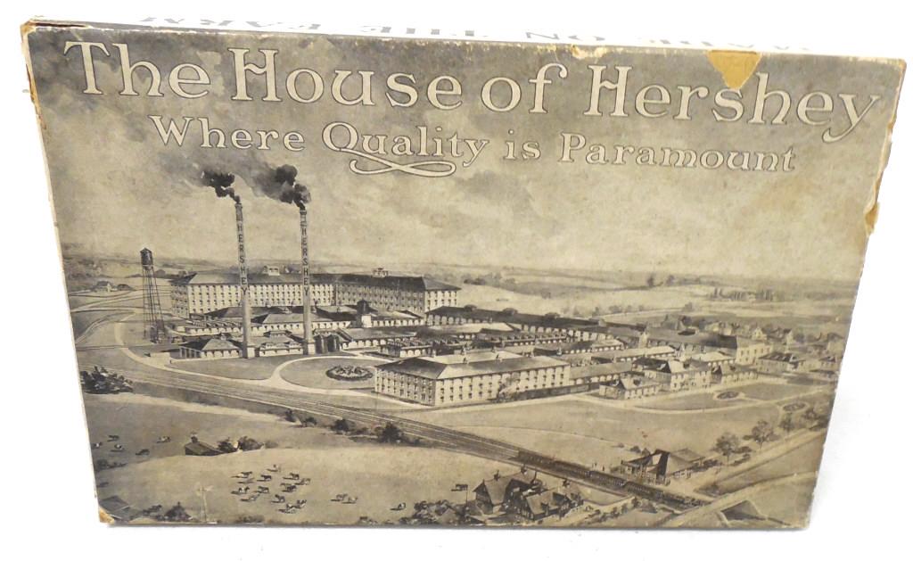 The House of Hershey cardboard box: 9x6,milk chocolate No.105,lid broken at corners,writing on bottom