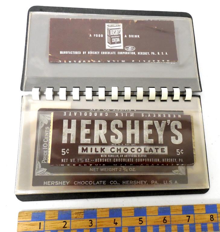 Album of Hershey's wrappers: milk choc,almond milk,sweet milk choc,7 pages
