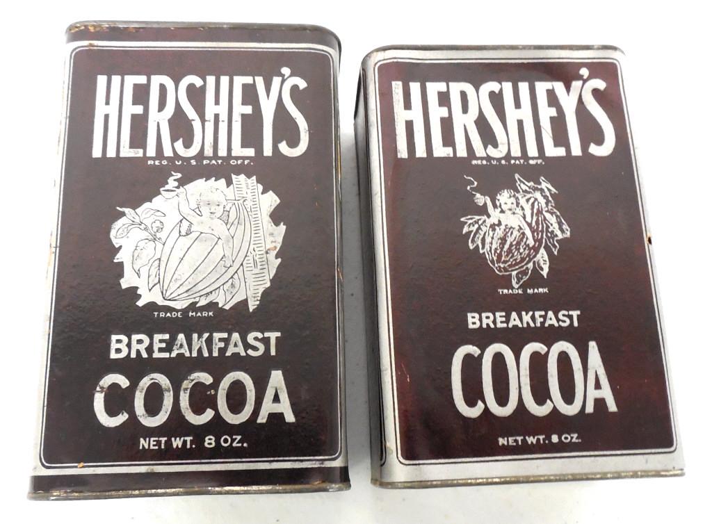 Lot of 2,Hershey's Breakfast Cocoa Tins 8 oz.: dent in NRA can