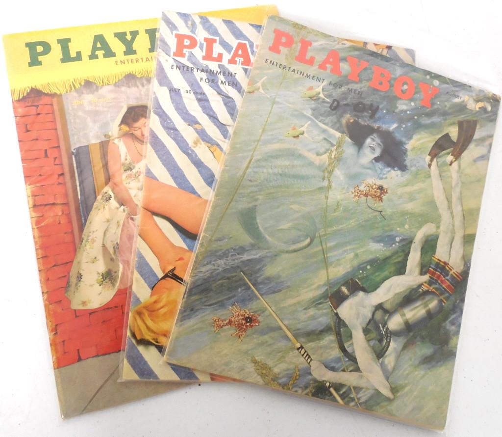 Lot of 3 Playboy Magazines June,July,Aug 1955 (1 of 1)