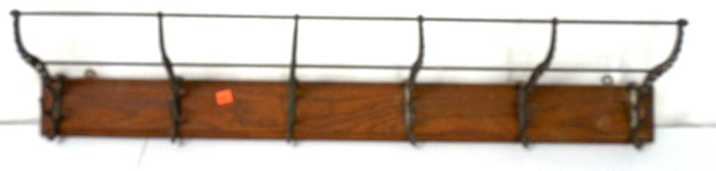 Coat/Hat Rack Wood and Metal 38" long: see pictures foe description