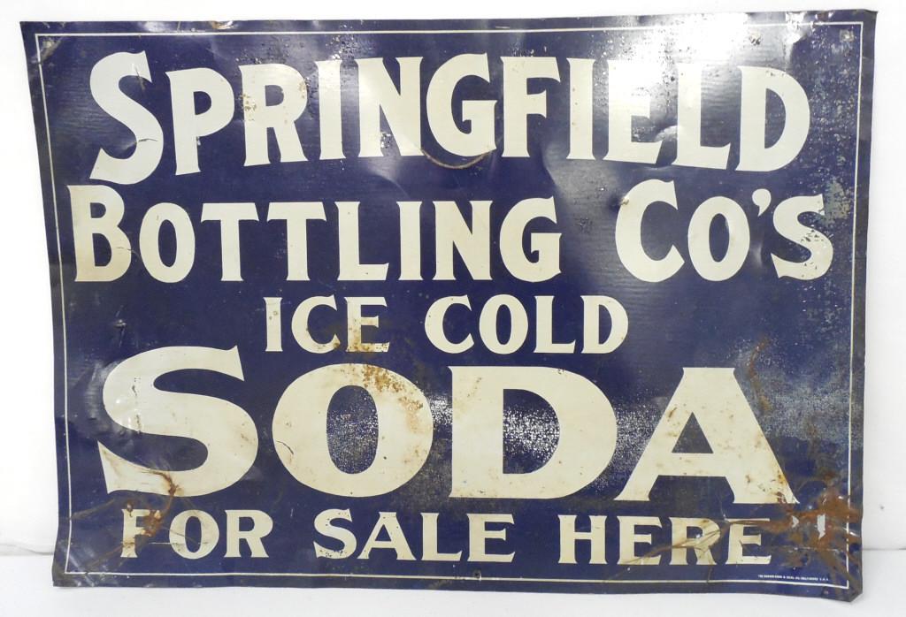 Springfield Bottling Co Tin Sign,133/4x193/4: see pictures for description