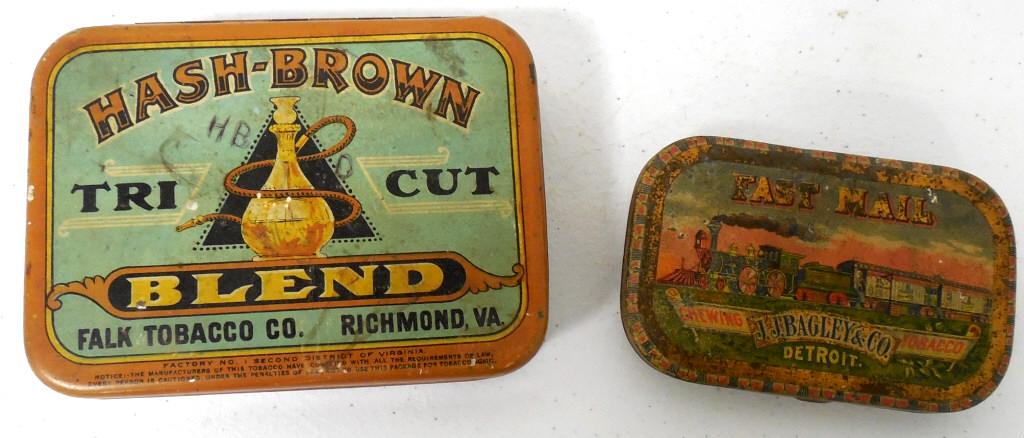 Lot of 2,Hash-Brown,Fast Mail Tobacco Tins: see pictures for description