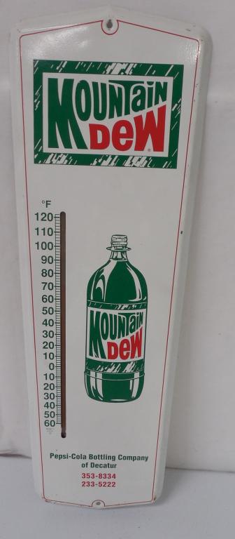 Mountain DewTin Thermometer: 8x29,some scratching