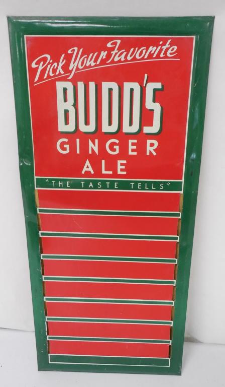 Budd's Ginger Ale Tin Menu Board (1 of 7)