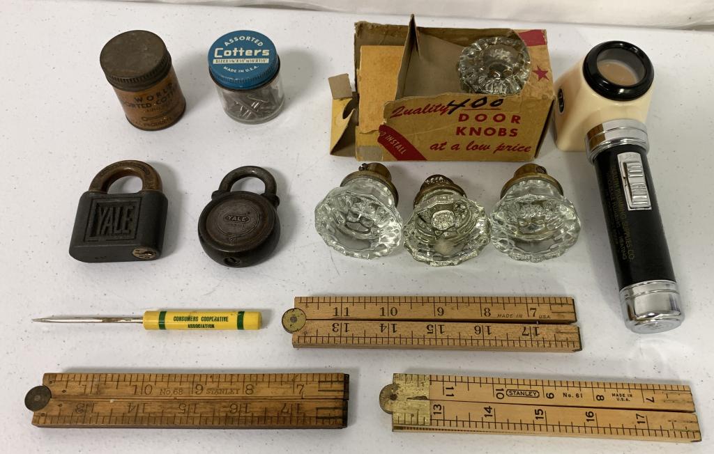Lot of 13,Glass Knobs,Locks,Rules,Pins (1 of 5)