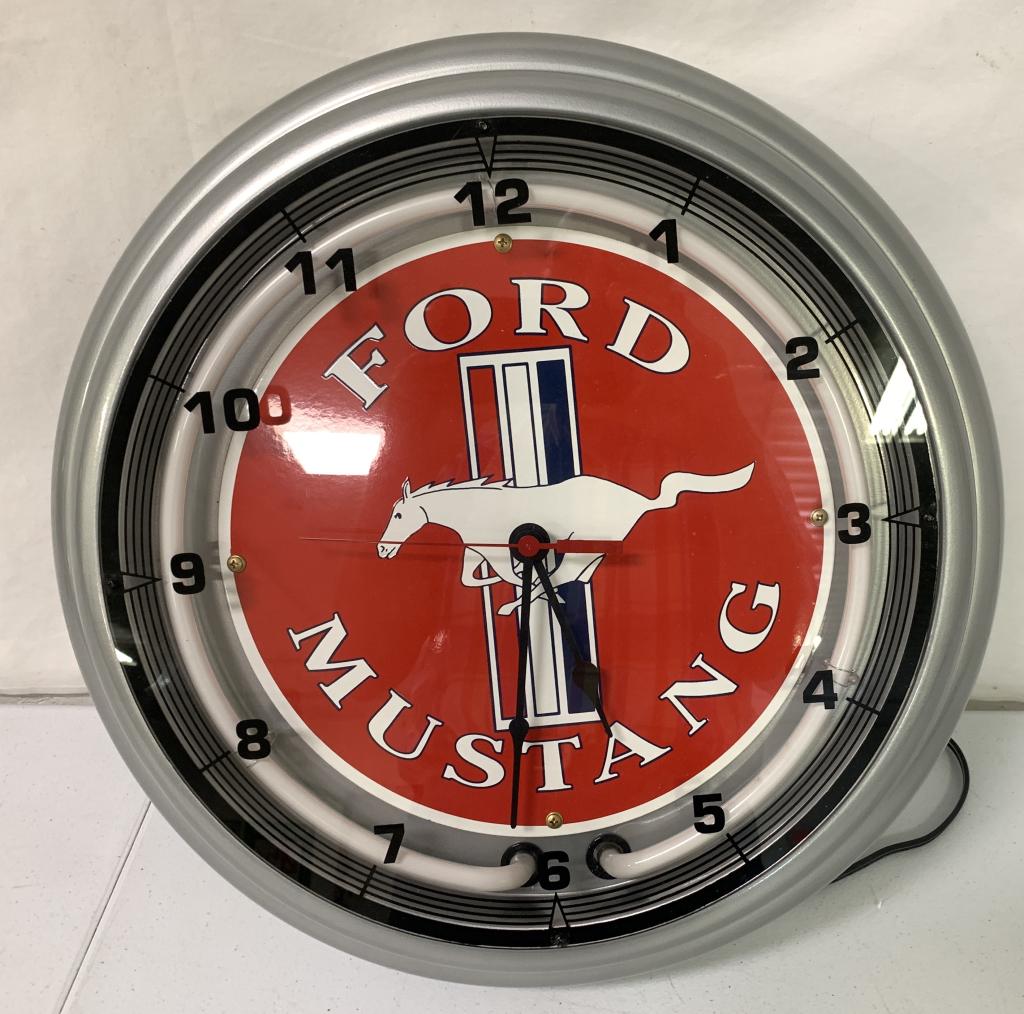 Ford Mustang Modern Clock with neon,18"round (1 of 3)